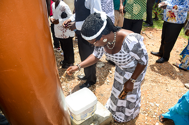 Public water spigot at school/church location